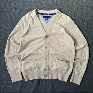 Tommy Hilfiger Men's Cream and Tan Cardigan